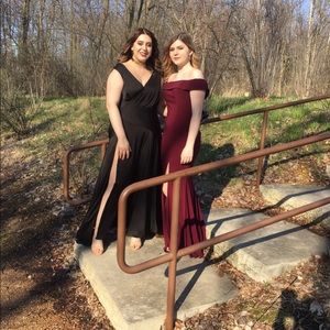 Burgundy Off The Shoulder Prom Dress